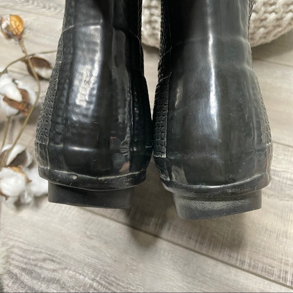 Hunter Carnaby Snake Boa Tall Wellies Rain Boots Black Size 6M - Picture 7 of 10